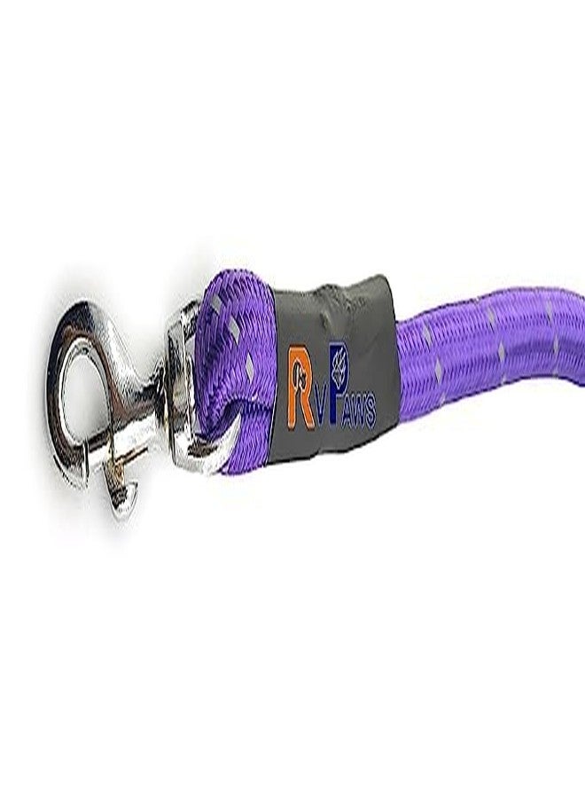 Pups&Pets حبل مقود متين من Pups&Pets، مصنوع من النايلون العاكس بقطر 12 مم، مزود بخطاف قوي، مثالي للمشي في الهواء الطلق للكلاب الصغيرة والمتوسطة الحجم والجراء (بنفسجي). - Image 2